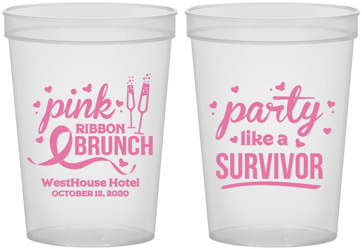 Custom Awareness 16 oz Translucent Cups - Party Like A Survivor | 230005