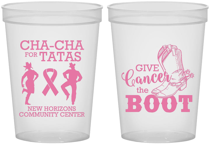 Custom Awareness 16 oz Translucent Cups - Give Cancer A Boot | 230011