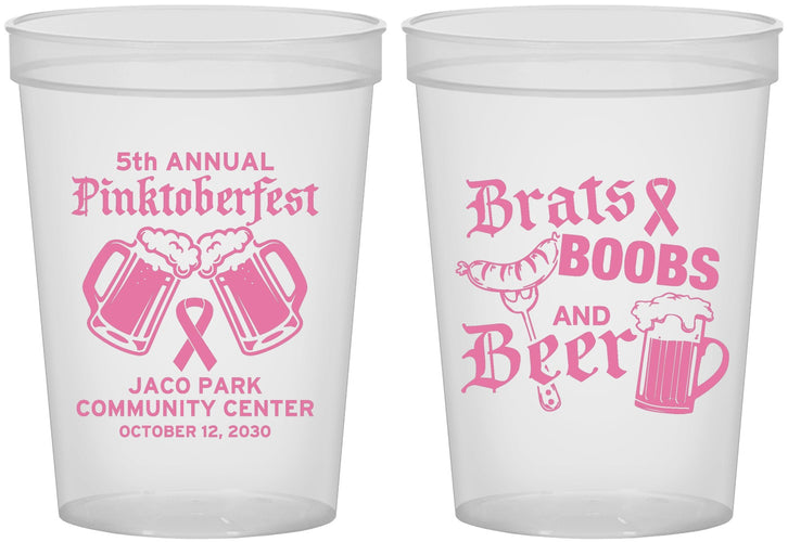 Custom Awareness 16 oz Translucent Cups - Brats Boobs Beer | 230012