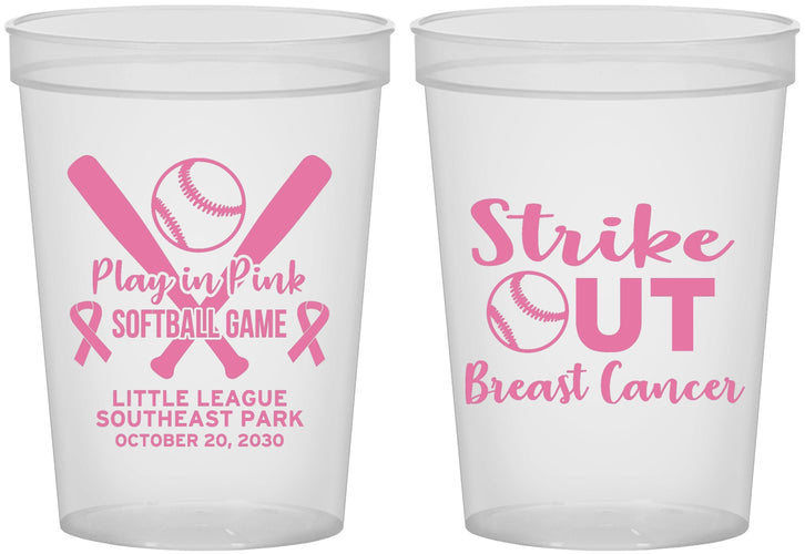 Custom Awareness 16 oz Translucent Cups - Baseball Strick Out | 230016