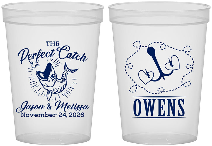 Custom Wedding 16 oz Translucent Cups - The Perfect Catch | 232