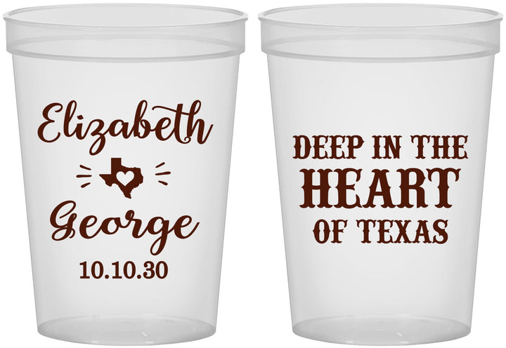 Custom Wedding 16 oz Translucent Cups - Deep In The Heart Of Texas | 237