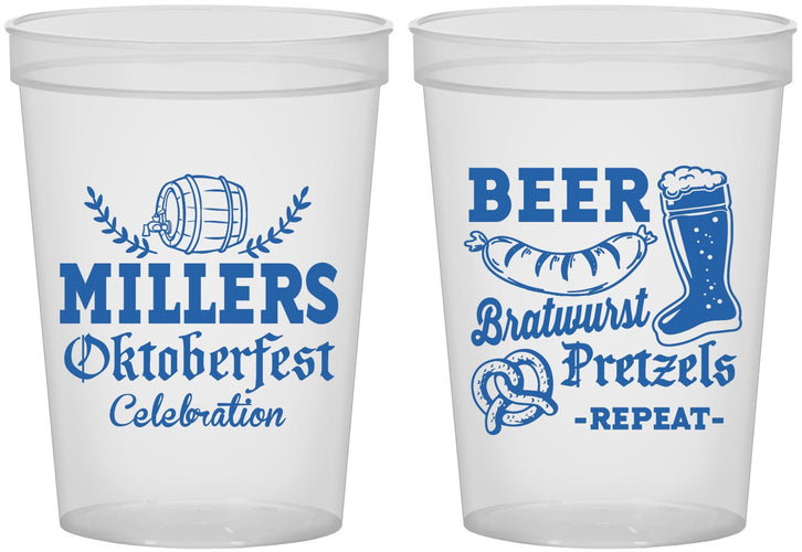 Custom Oktoberfest 16 oz Translucent Cups - Bratwurst Pretzels | 240007