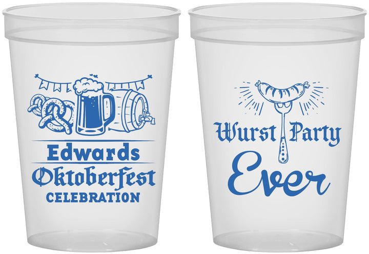 Custom Oktoberfest 16 oz Translucent Cups - Wurst Party Ever | 240008