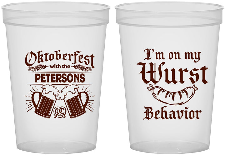 Custom Oktoberfest 16 oz Translucent Cups - Wurst Behavior | 240010
