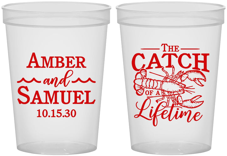 Custom Wedding 16 oz Translucent Cups - Catch Of A Lifetime Lobster | 245