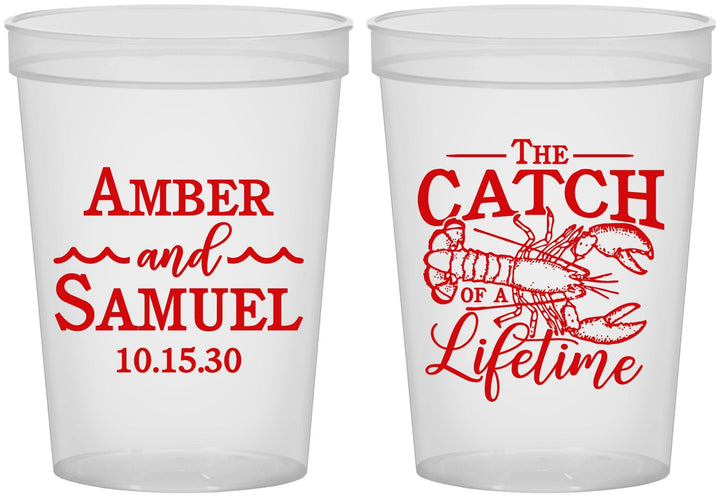 Custom Wedding 16 oz Translucent Cups - Catch Of A Lifetime Lobster | 245