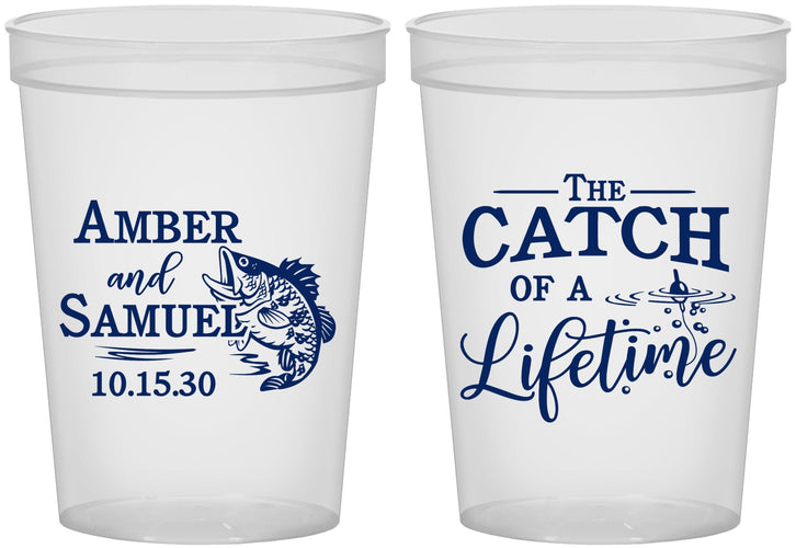 Custom Wedding 16 oz Translucent Cups - Catch Of A Lifetime Fish | 246