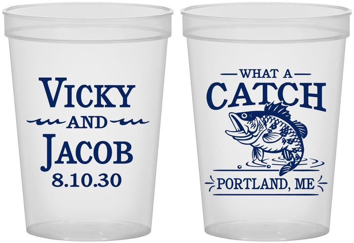 Custom Wedding 16 oz Translucent Cups - What A Catch Fish | 247
