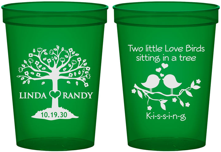Custom Wedding 16 oz Translucent Cups - Two Little Love Birds | 249