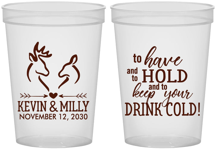 Custom Wedding 16 oz Translucent Cups - To Have And To Hold | 250