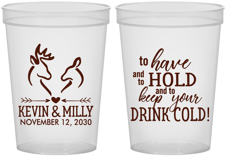 Custom Wedding 16 oz Translucent Cups - To Have And To Hold | 250