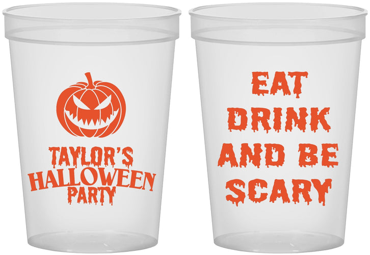 Custom Halloween 16 oz Translucent Cups - Scary Pumpkin | 250008