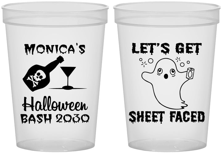 Custom Halloween 16 oz Translucent Cups - Ghost Sheet Faced | 250009