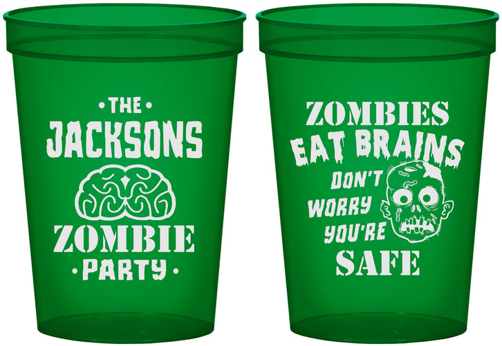 Custom Halloween 16 oz Translucent Cups - Zombie Brain | 250026