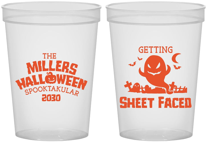Custom Halloween 16 oz Translucent Cups - Ghost Sheet Faced | 250040
