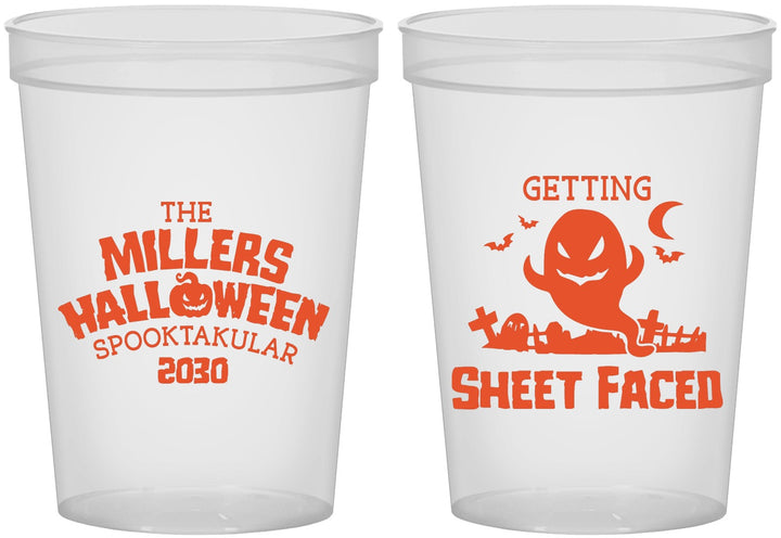 Custom Halloween 16 oz Translucent Cups - Ghost Sheet Faced | 250040