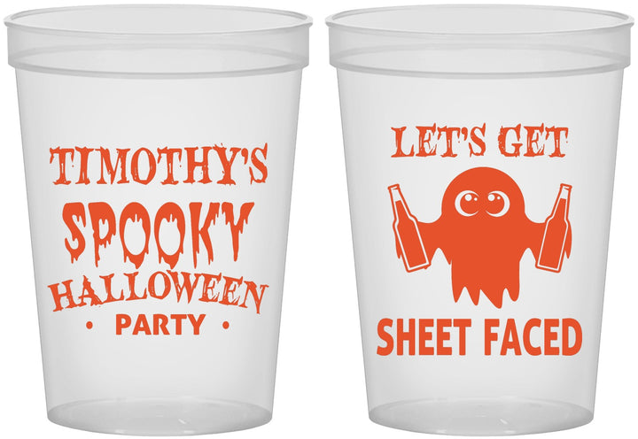 Custom Halloween 16 oz Translucent Cups - Ghost Sheet Faced | 250044