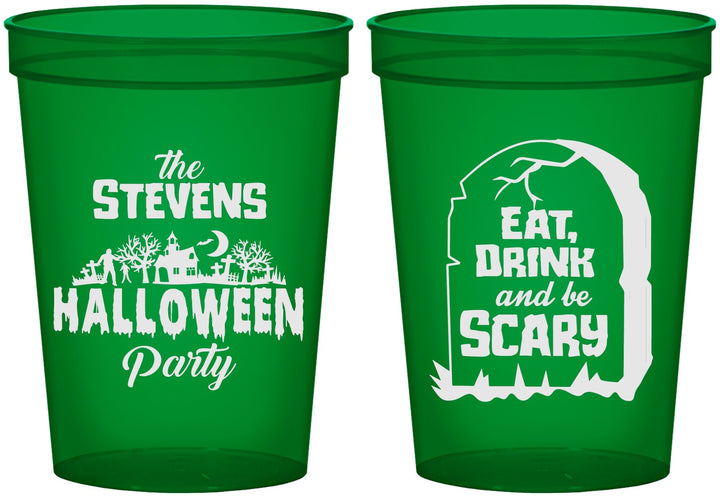 Custom Halloween 16 oz Translucent Cups - Eat Drink Be Scary | 250074