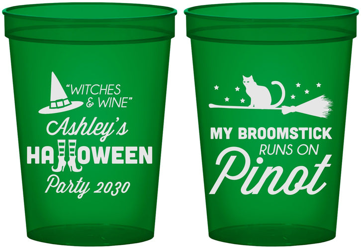 Custom Halloween 16 oz Translucent Cups - Witch Broomstick | 250098