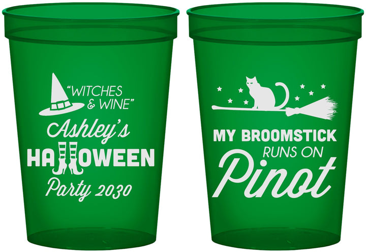 Custom Halloween 16 oz Translucent Cups - Witch Broomstick | 250098