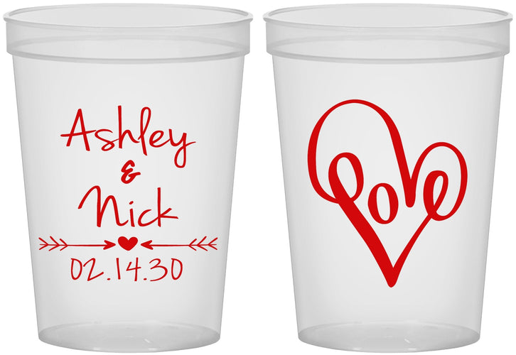 Custom Wedding 16 oz Translucent Cups - Love | 252