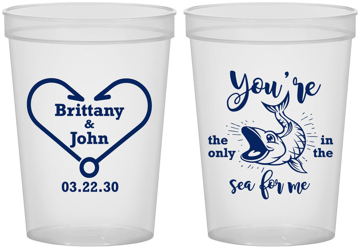Custom Wedding 16 oz Translucent Cups - Fish In The Sea For Me | 254