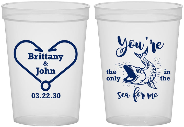 Custom Wedding 16 oz Translucent Cups - Fish In The Sea For Me | 254