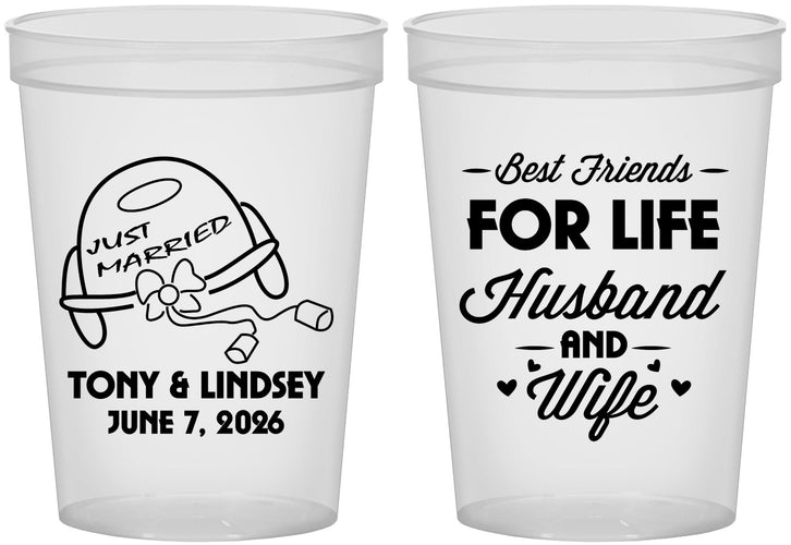 Custom Wedding 16 oz Translucent Cups - Best Friends For Life | 256