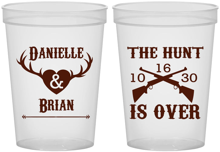 Custom Wedding 16 oz Translucent Cups - The Hunt Is Ove | 258
