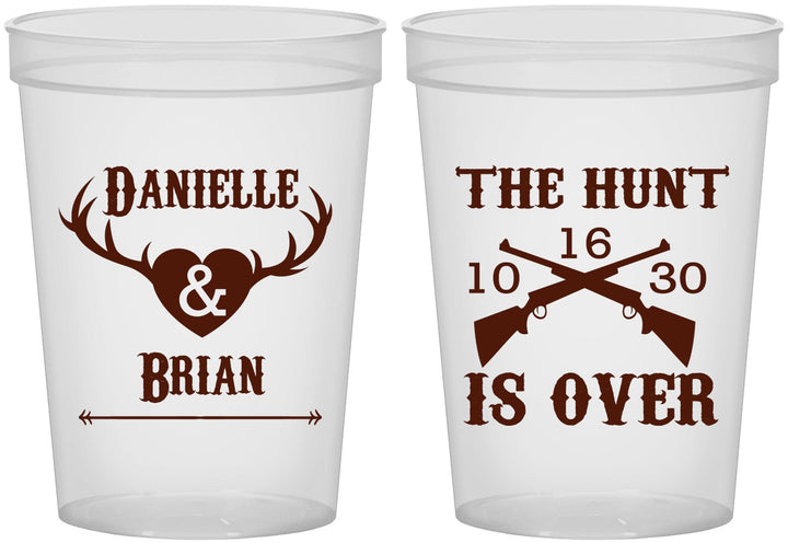 Custom Wedding 16 oz Translucent Cups - The Hunt Is Ove | 258