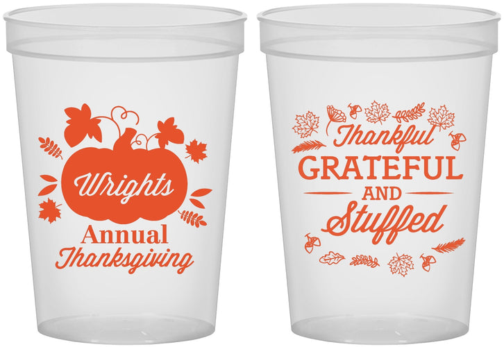 Custom Thanksgiving 16 oz Translucent Cups - Grateful And Stuffed | 260000