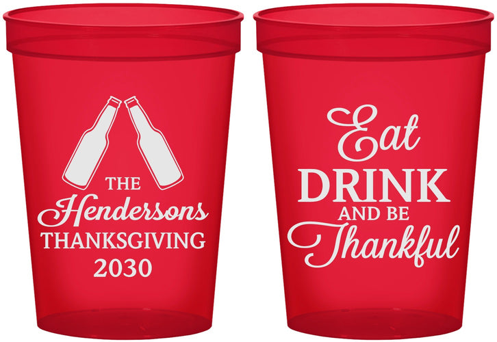 Custom Thanksgiving 16 oz Translucent Cups - Eat Drink Thankful | 260001