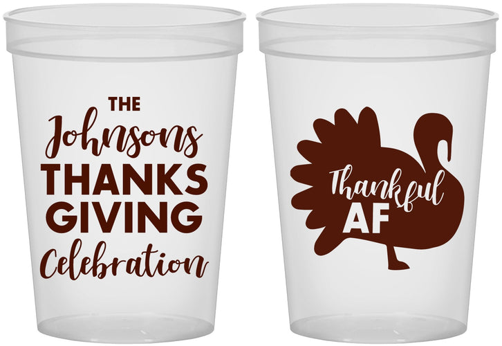 Custom Thanksgiving 16 oz Translucent Cups - Thankful Af | 260002
