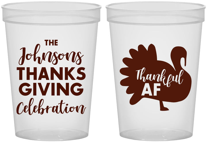 Custom Thanksgiving 16 oz Translucent Cups - Thankful Af | 260002