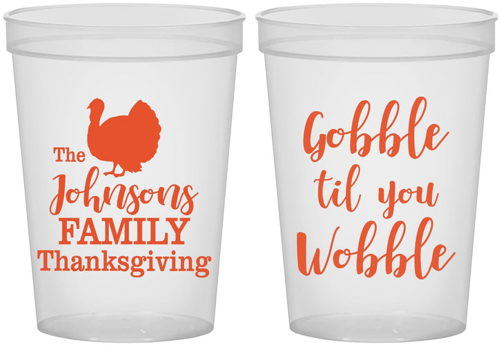 Custom Thanksgiving 16 oz Translucent Cups - Gobble Til You Wobble | 260004