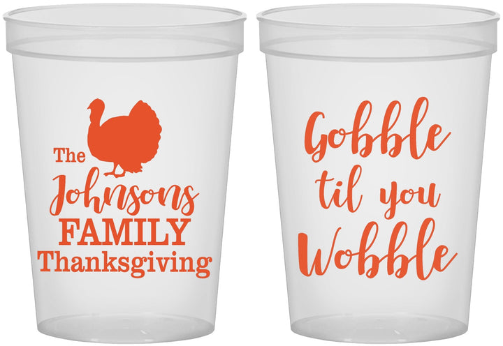 Custom Thanksgiving 16 oz Translucent Cups - Gobble Til You Wobble | 260004