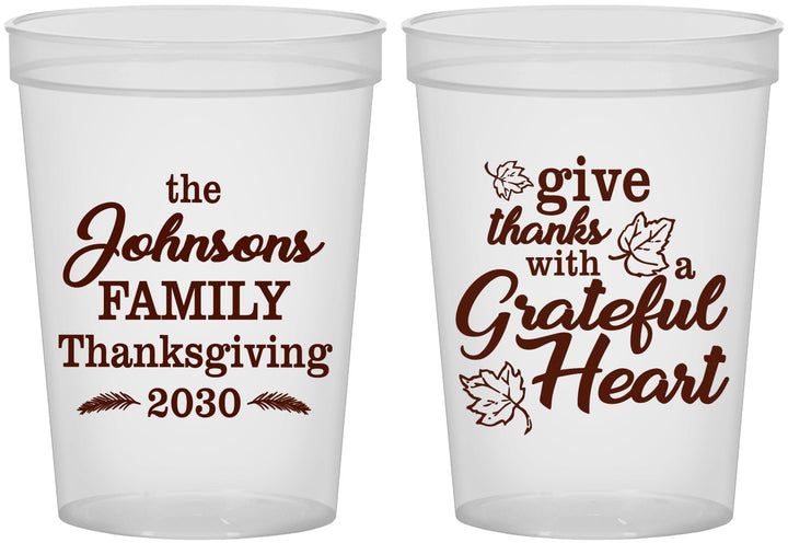 Custom Thanksgiving 16 oz Translucent Cups - Grateful | 260006