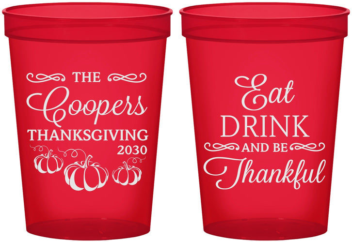 Custom Thanksgiving 16 oz Translucent Cups - Eat Drink Thankful | 260009