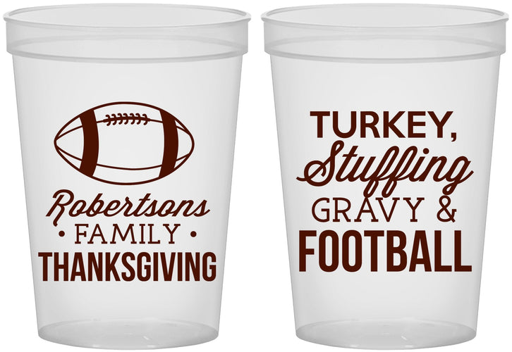 Custom Thanksgiving 16 oz Translucent Cups - Football Turkey | 260010