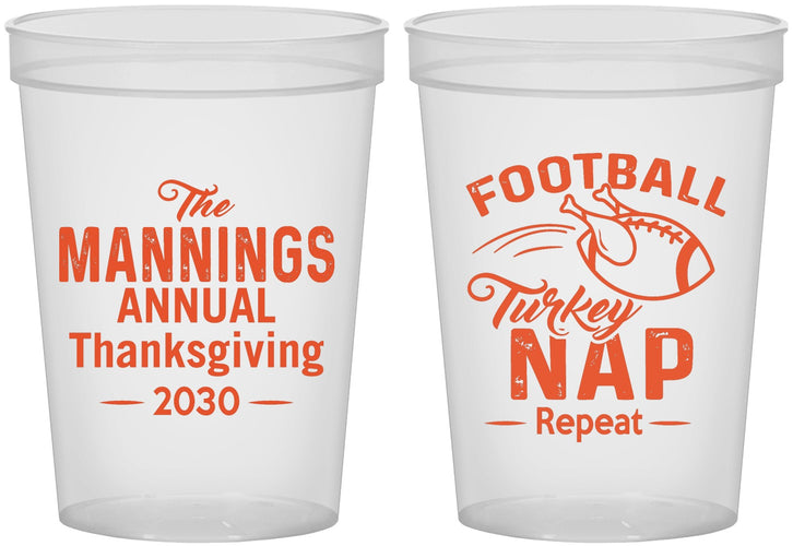 Custom Thanksgiving 16 oz Translucent Cups - Football Turkey | 260012