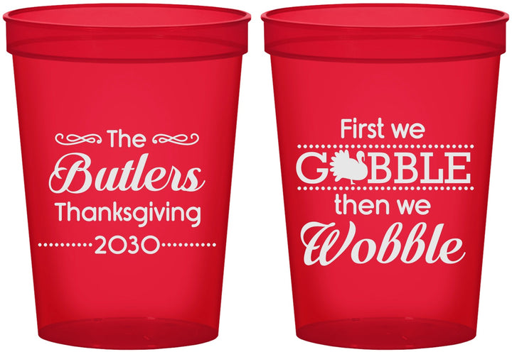 Custom Thanksgiving 16 oz Translucent Cups - Gobble Til You Wobble | 260013