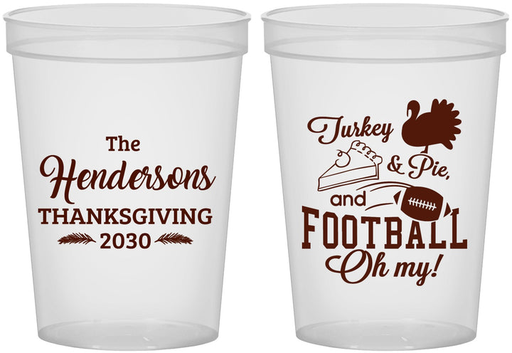 Custom Thanksgiving 16 oz Translucent Cups - Football Turkey | 260014
