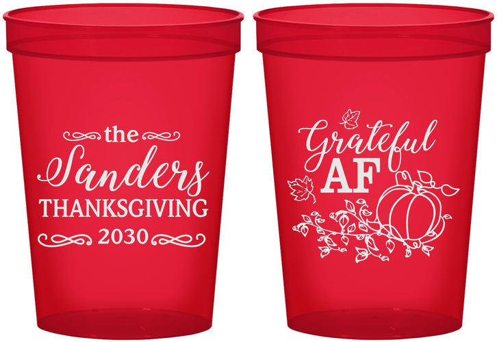Custom Thanksgiving 16 oz Translucent Cups - Grateful Af | 260017