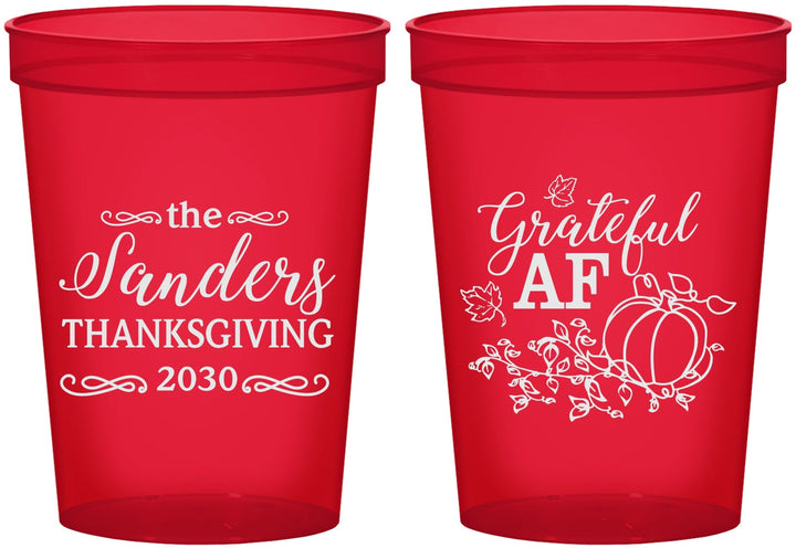Custom Thanksgiving 16 oz Translucent Cups - Grateful Af | 260017