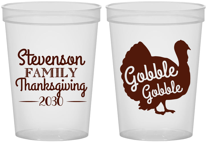 Custom Thanksgiving 16 oz Translucent Cups - Gobble Turkey | 260018
