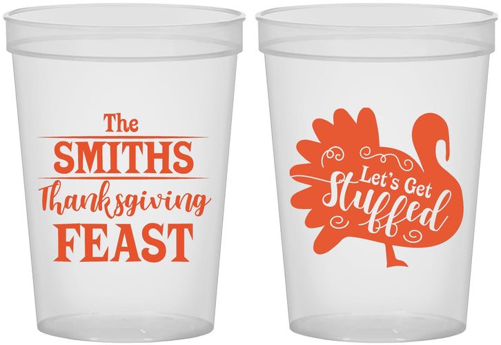 Custom Thanksgiving 16 oz Translucent Cups - Lets Get Stuffed | 260020