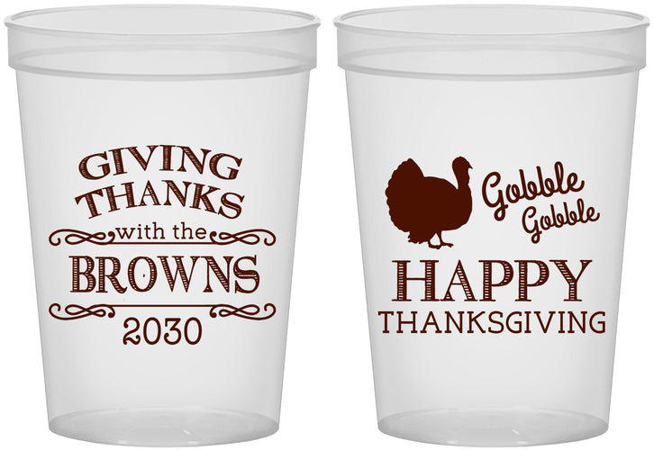 Custom Thanksgiving 16 oz Translucent Cups - Gobble Gobble | 260022