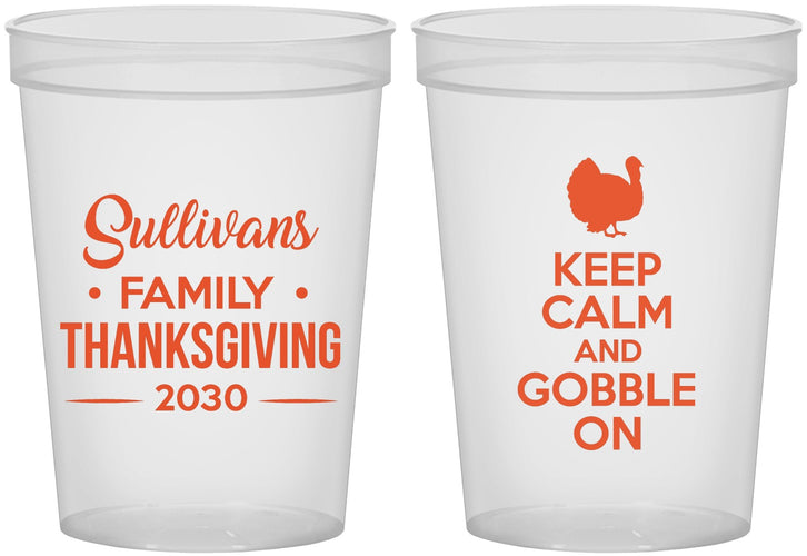 Custom Thanksgiving 16 oz Translucent Cups - Gobble Turkey | 260024
