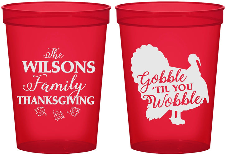 Custom Thanksgiving 16 oz Translucent Cups - Gobble Til You Wobble | 260025